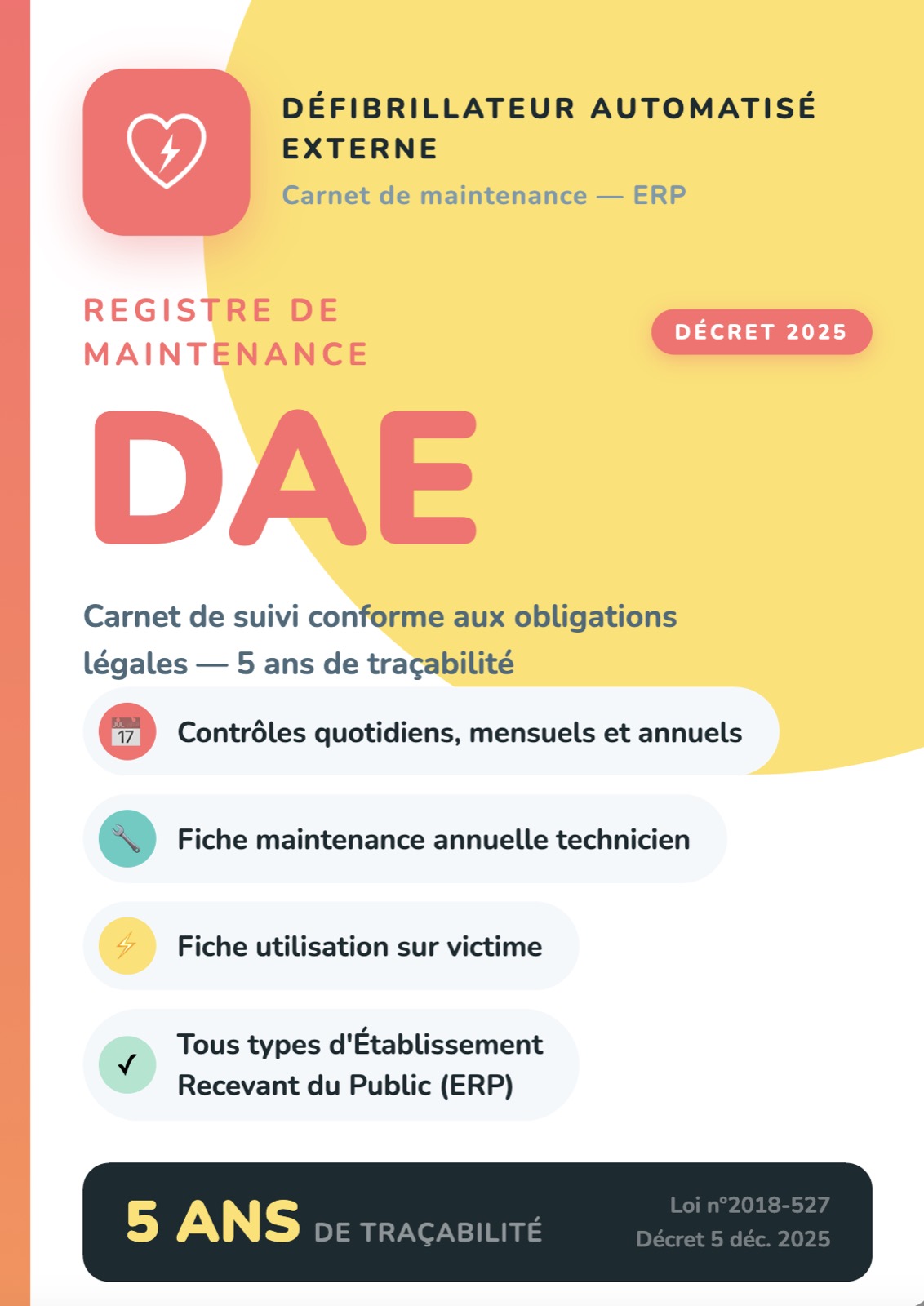 Couverture du Registre de Maintenance DAE